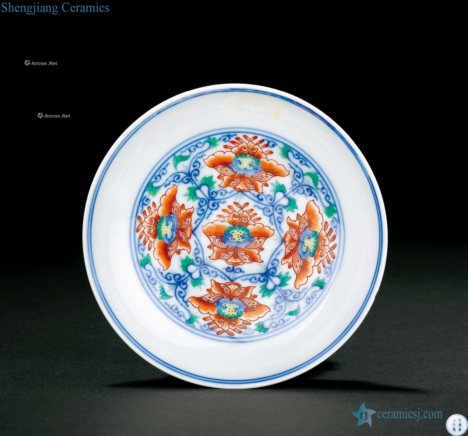 Qing yongzheng bucket color flower pattern plate