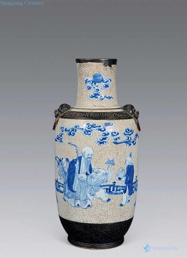 Qing dynasty blue-and-white birthday double animal ears