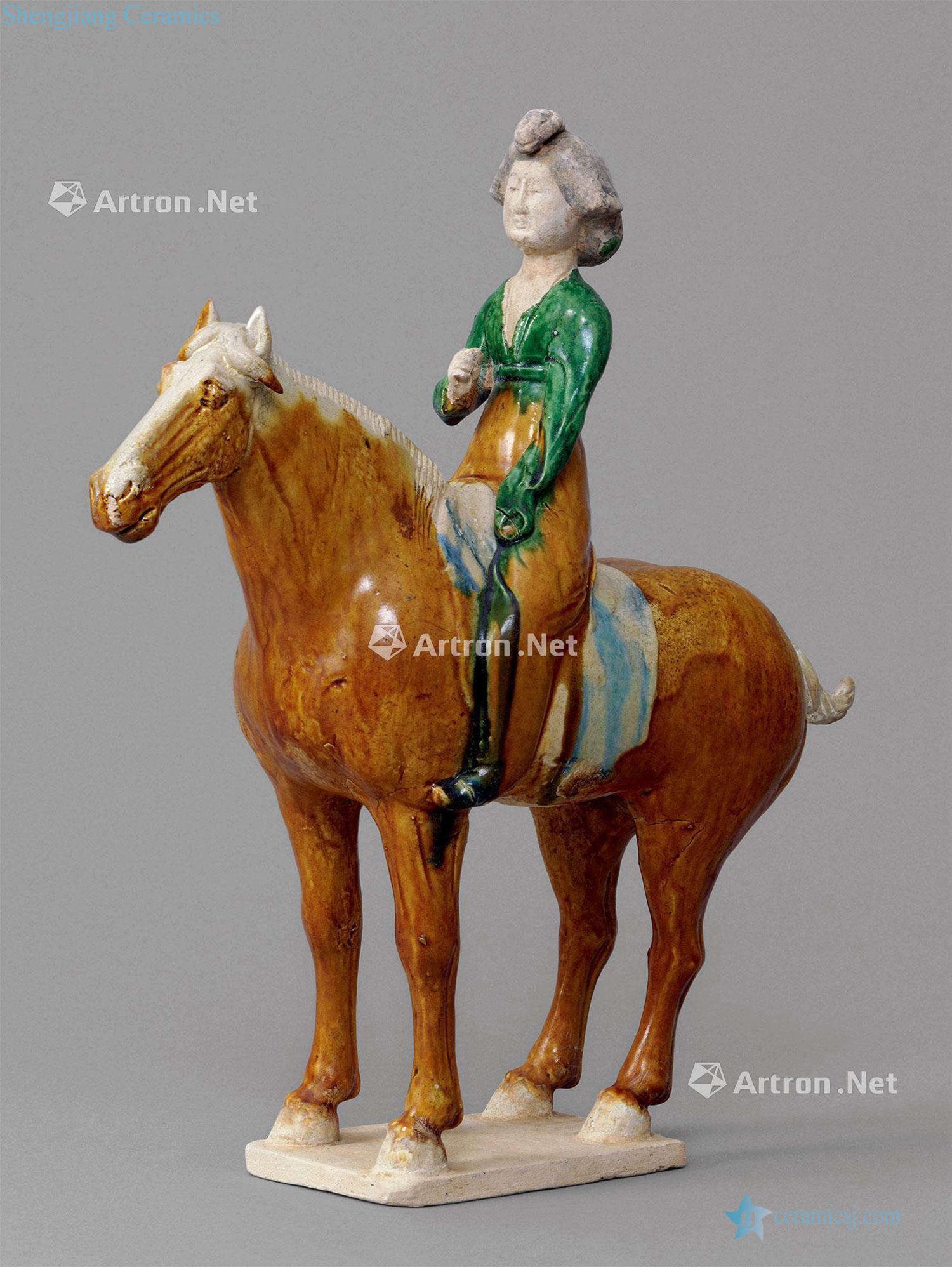 Tang painting traditional Chinese figurines on horseback