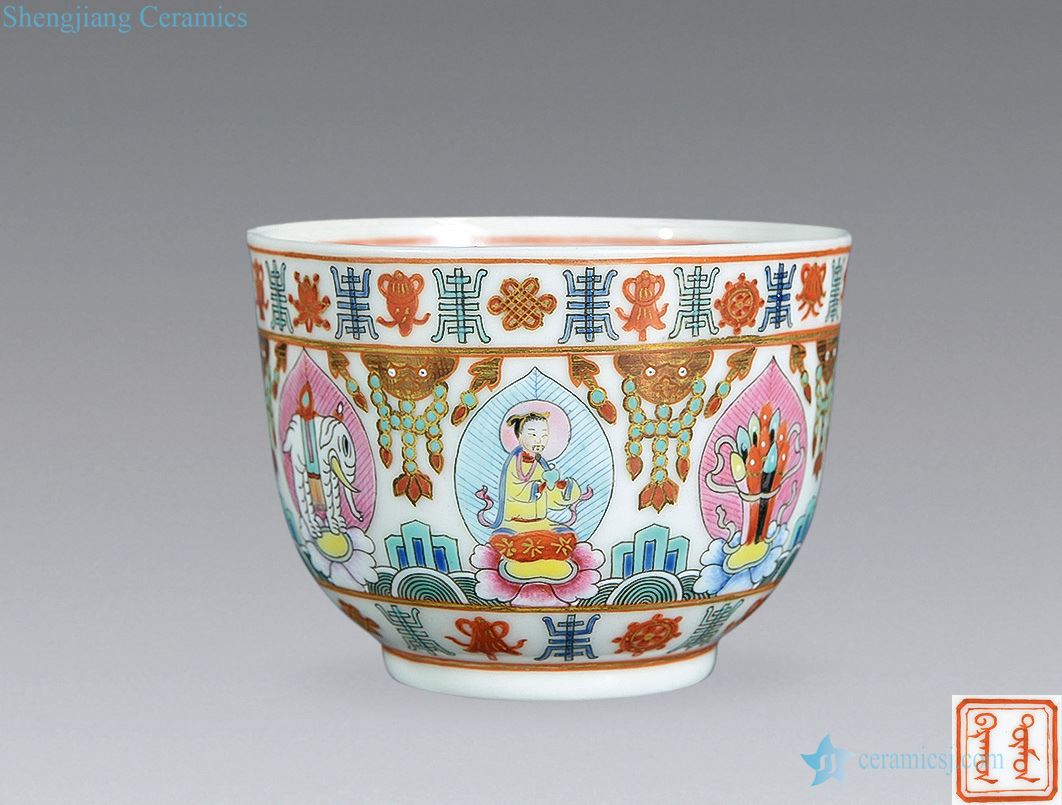 Qing xianfeng pastel seven cups of Jane