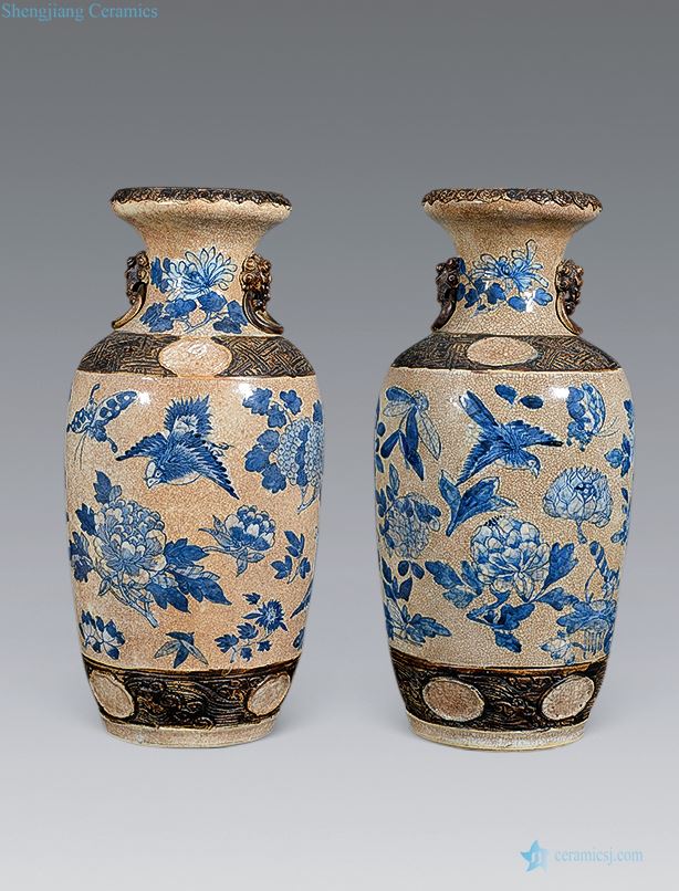 qing Blue and white flower bottle (a)