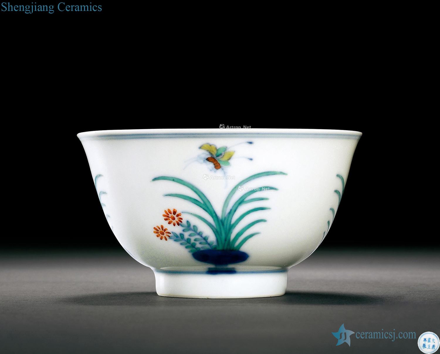 Qing yongzheng bucket CaiHuDie floral print small bowl