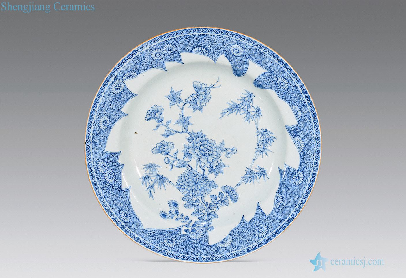 The qing emperor kangxi Blue and white flower market