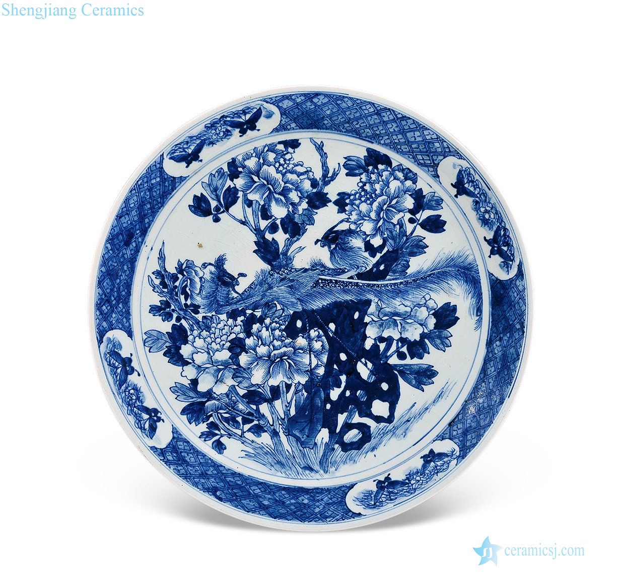 Qing guangxu Blue and white flower on the grain market