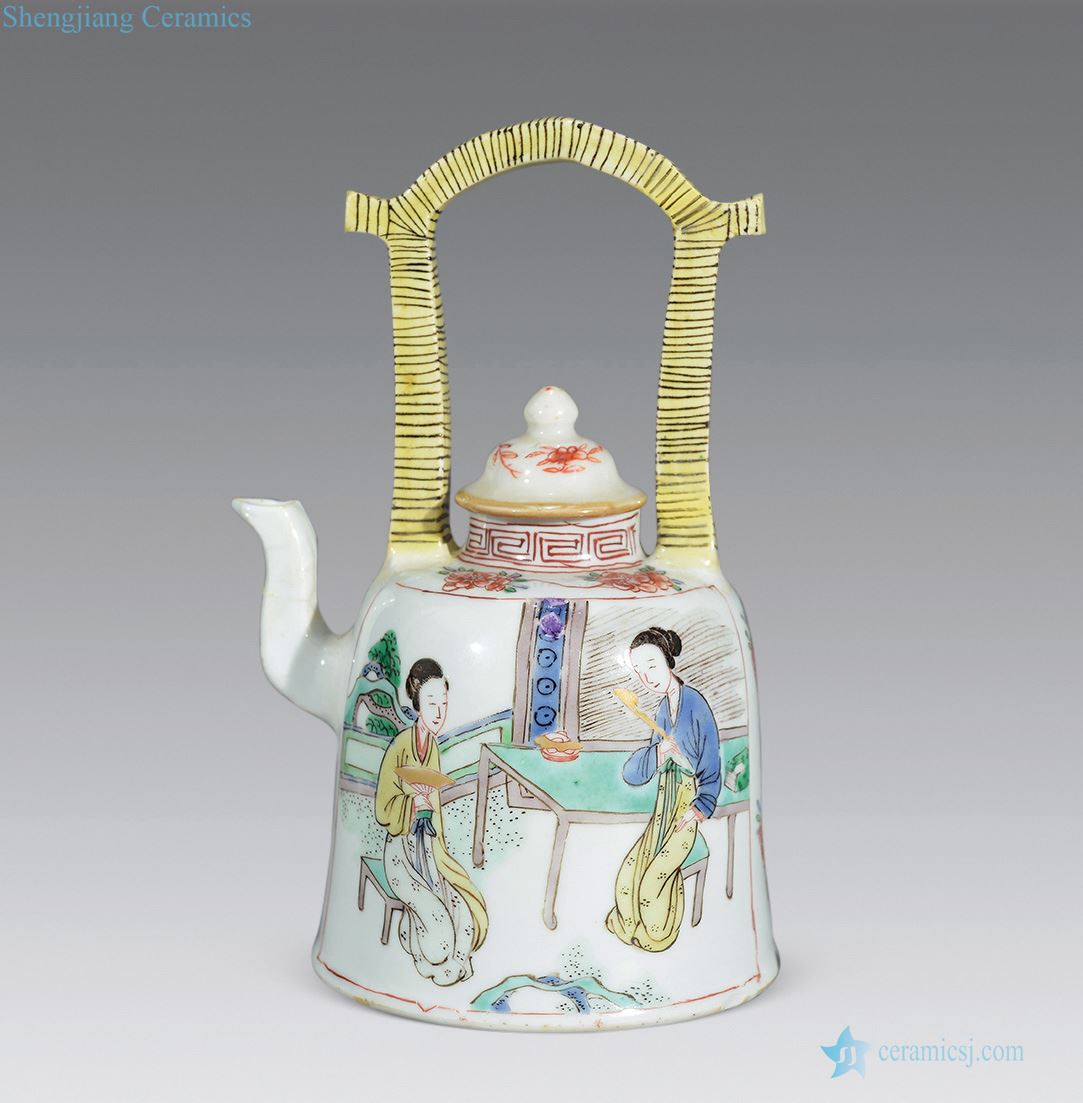 The qing emperor kangxi girder pot of colorful characters
