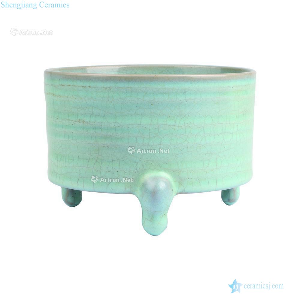 Your kiln azure glaze casket with three legs