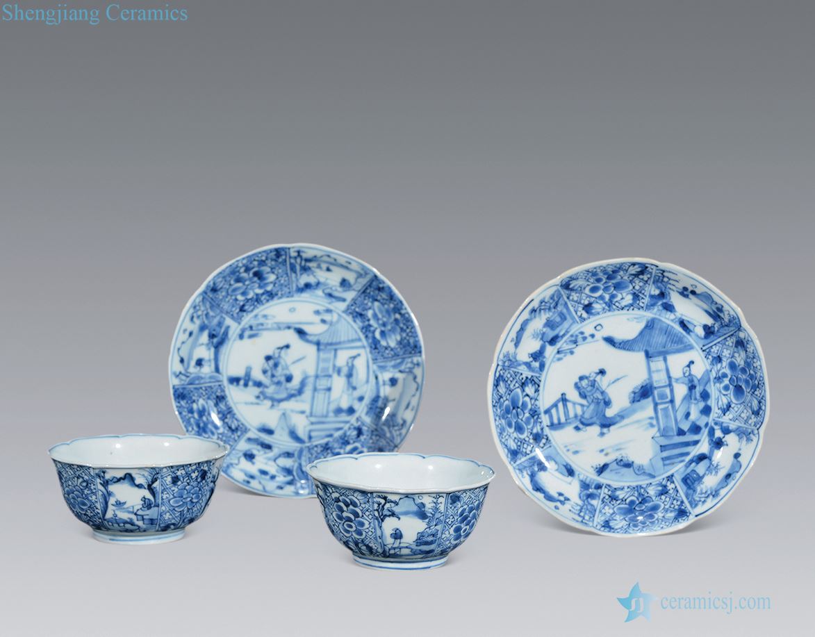 The qing emperor kangxi porcelain cups and saucers (a group of four pieces)