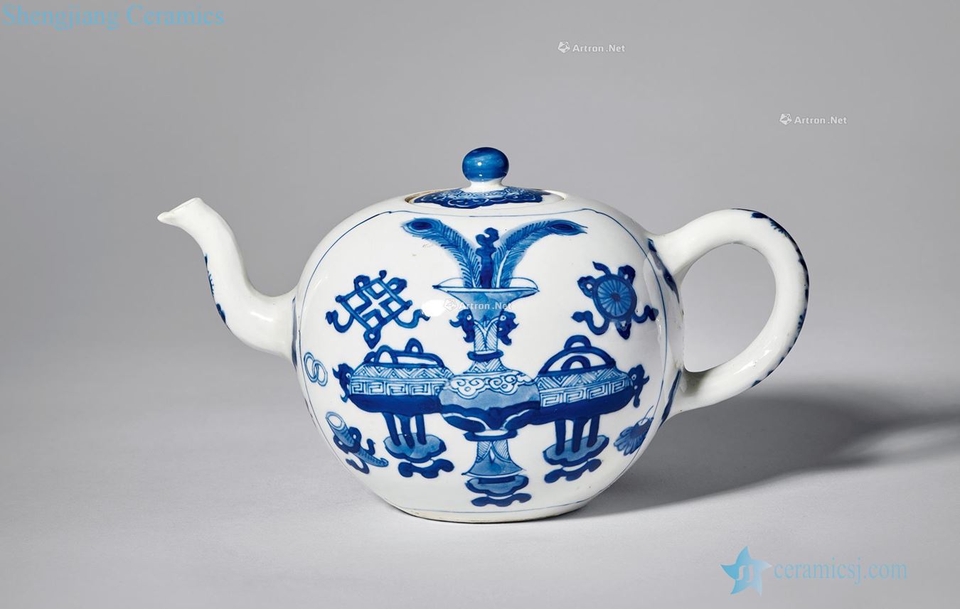 Kangxi porcelain antique figure round pearl pot