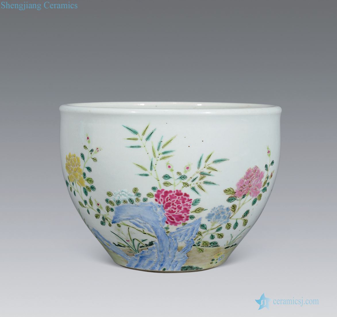 Qing yongzheng pastel flowers small cylinder