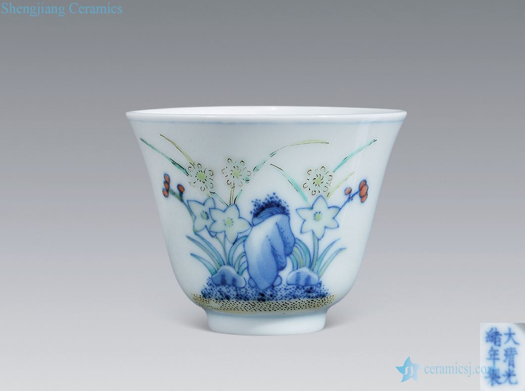Qing guangxu bucket color orchids cup