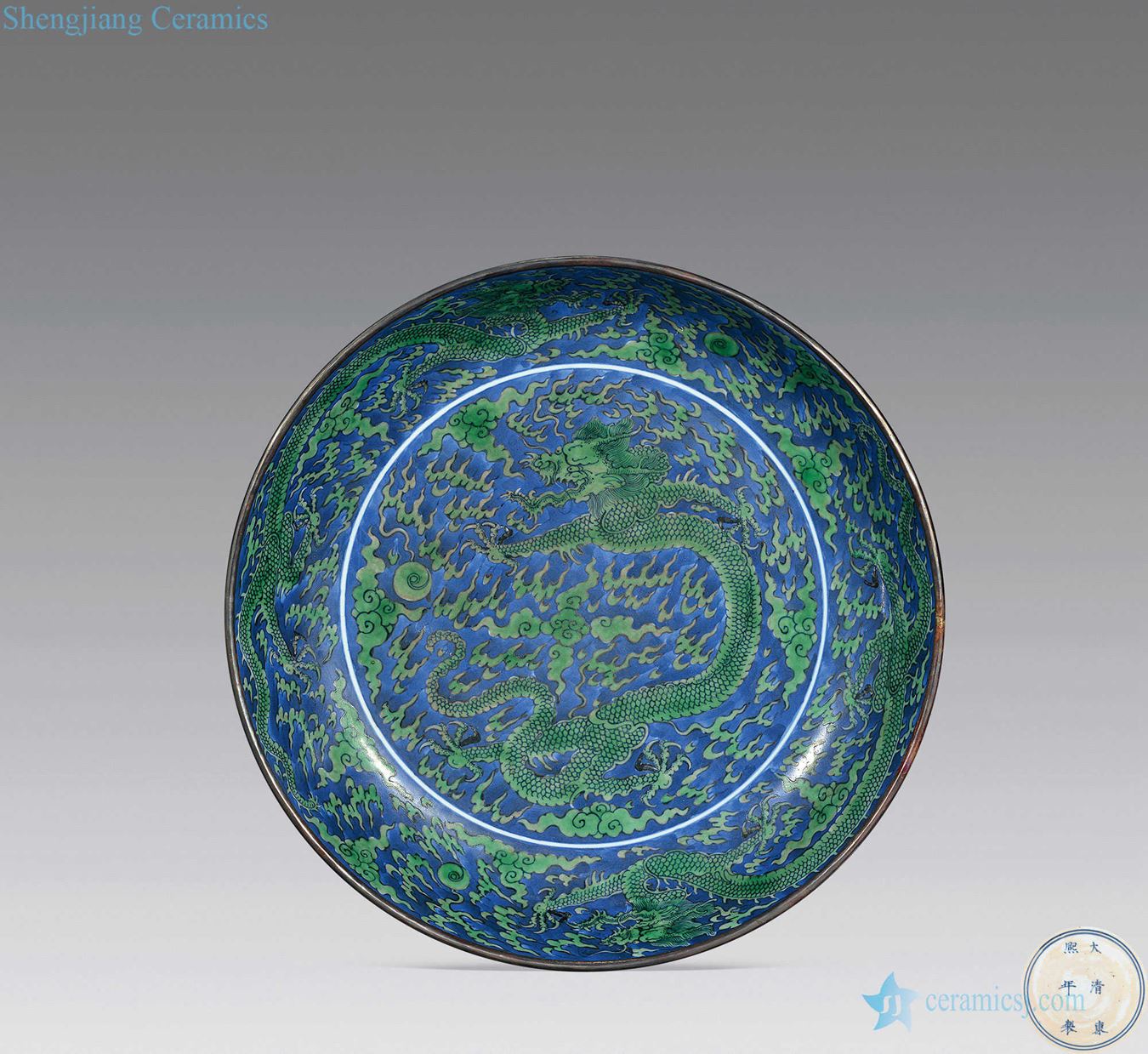 The qing emperor kangxi Blue and green same plate