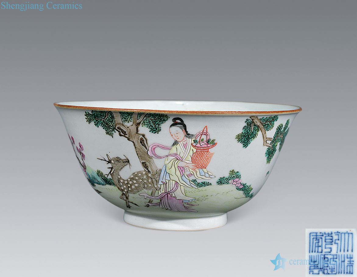 Qing qianlong pastel mago offer large bowl of long life