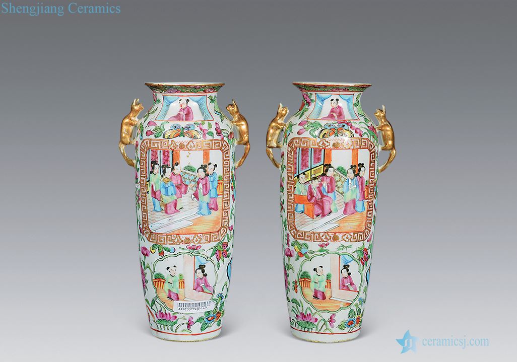 In late qing pastel ladies double ears (a)