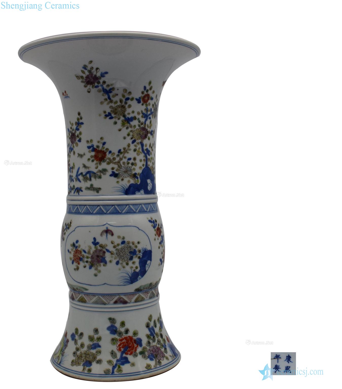 In the qing dynasty porcelain enamel medallion grain vase flowers