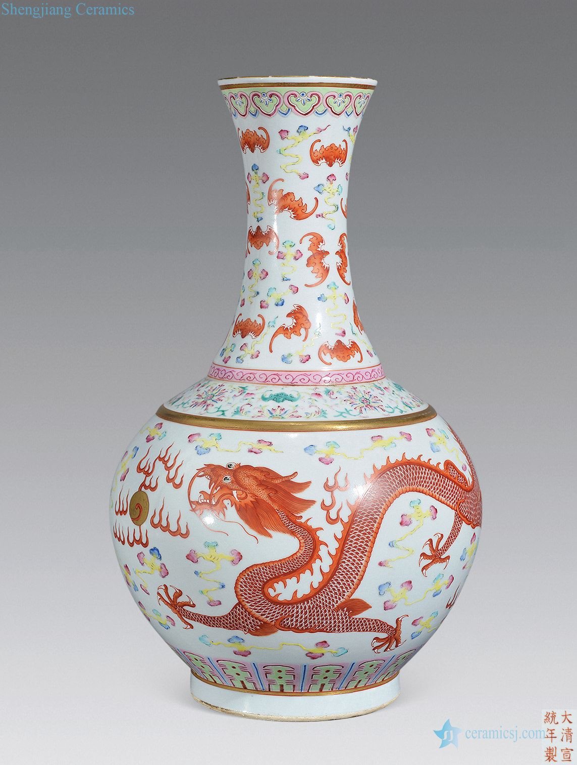 Qing xuantong pastel longfeng pattern design