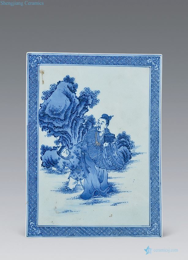 Qing dynasty blue and white porcelain plate characters