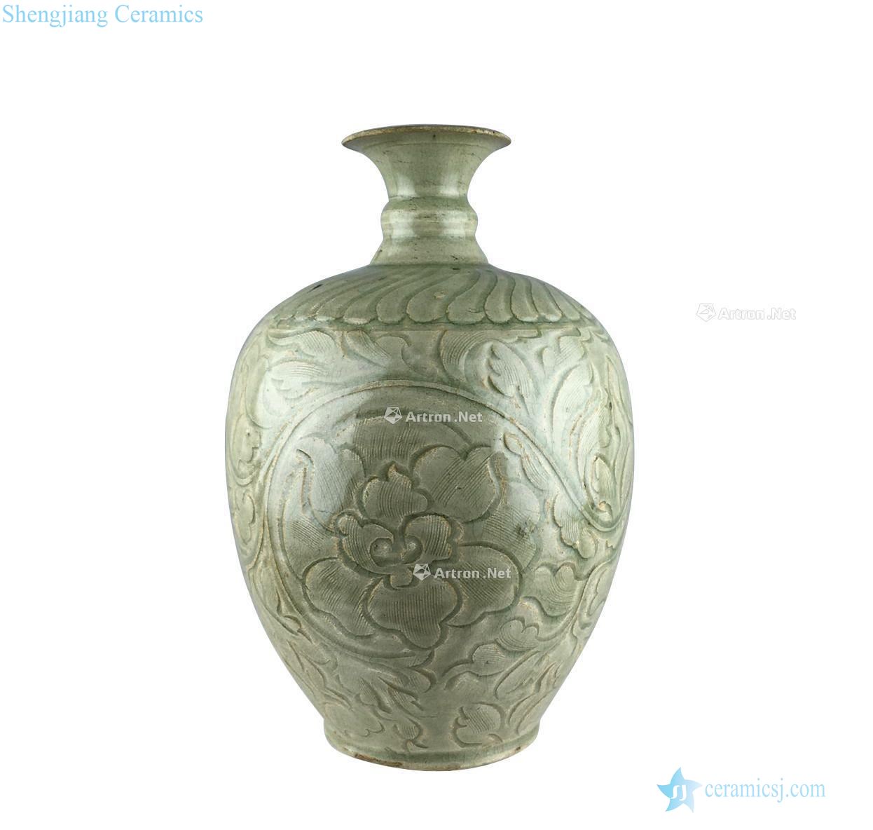 Song yao state kiln carved flower flower grain mei bottle