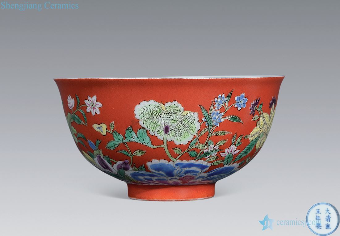 Qing alum red color 9 autumn grain bowl