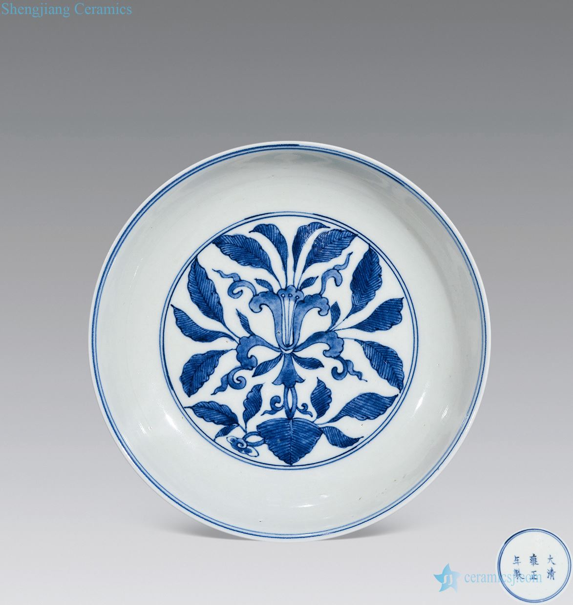 Qing yongzheng Blue and white cow pattern plate
