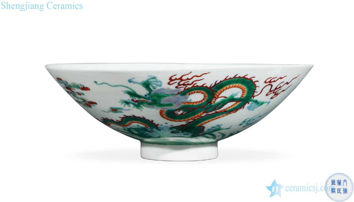 Qing yongzheng dou dragon grain hat to bowl