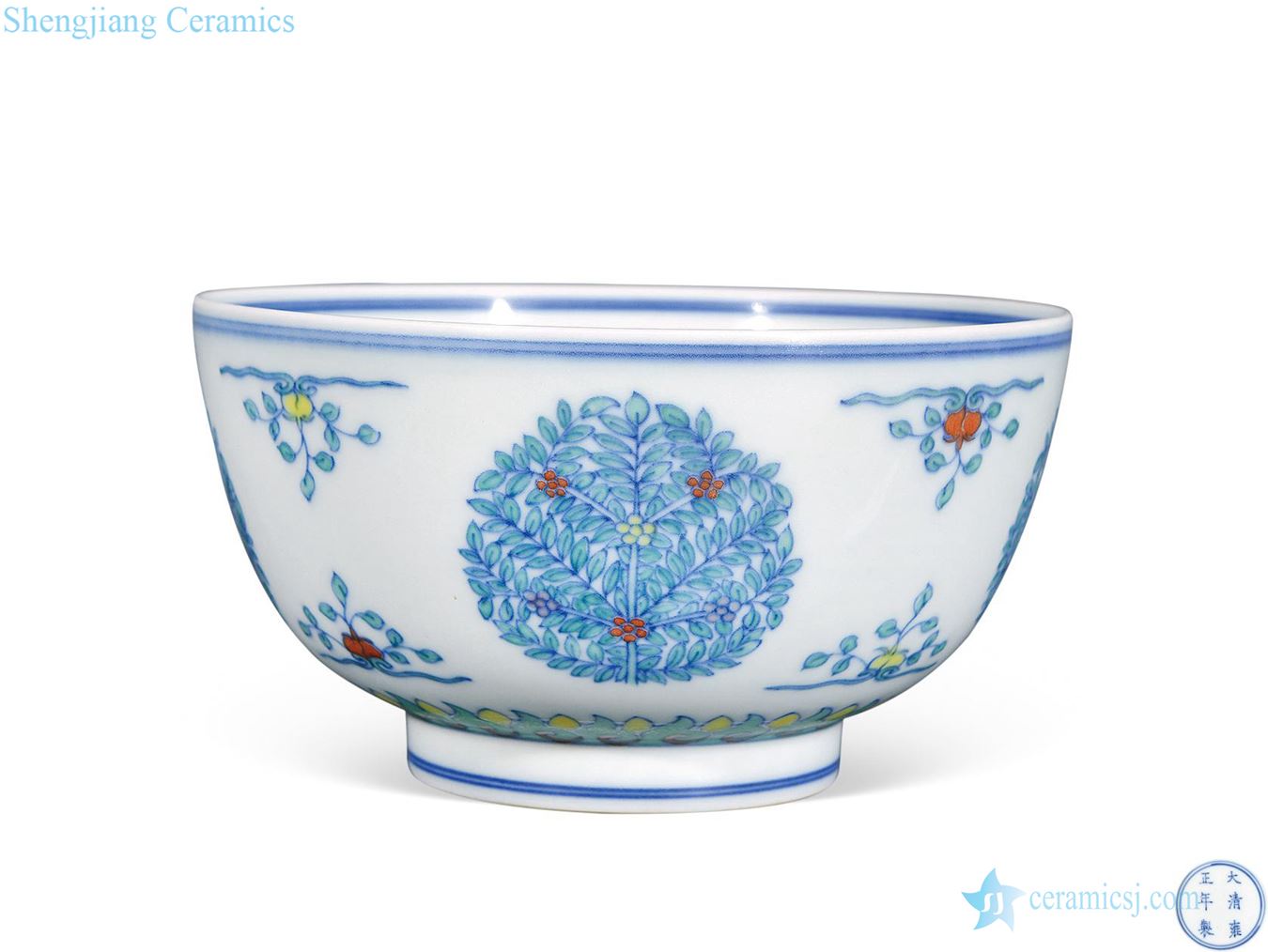 Bowl of clear color bucket pomegranate decorative pattern