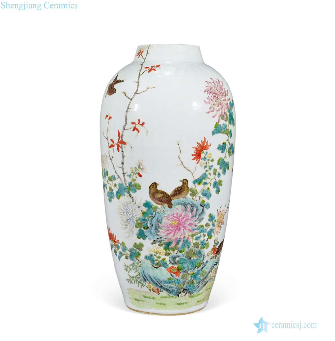Pastel reign of qing emperor guangxu to live and work in peace and contentment goddess of mercy bottle