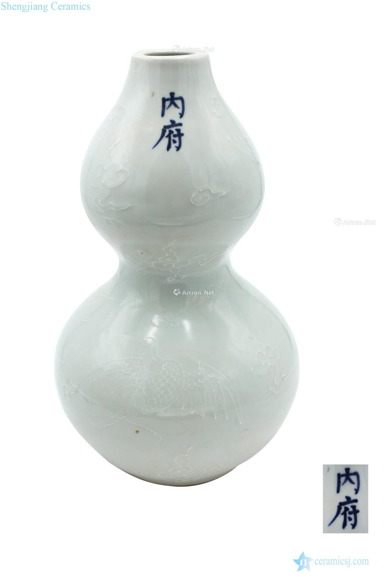 yuan Egg white glazed printing James t. c. na was published grain gourd bottle