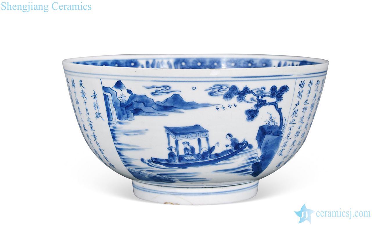 The qing emperor kangxi Blue and red cliff fu big bowl