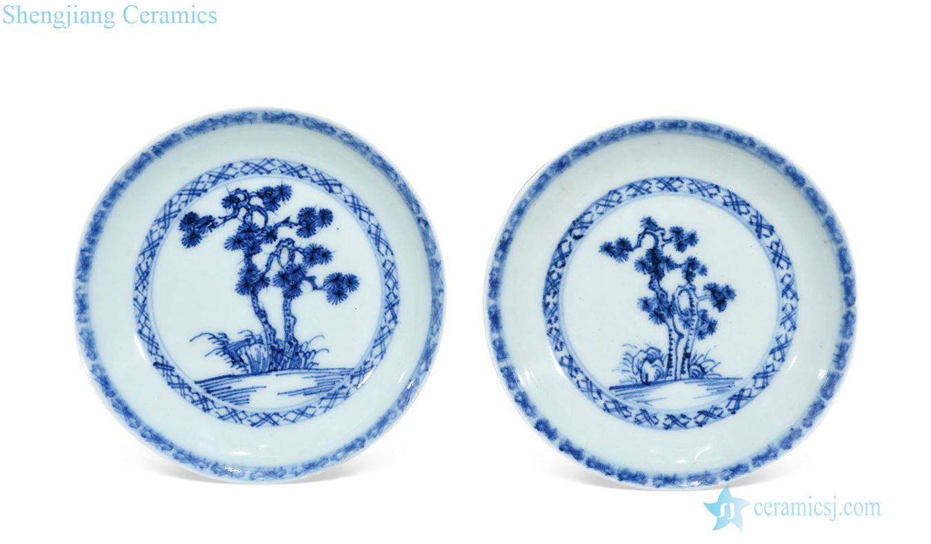 Qing yongzheng Blue and white pine tray (a)