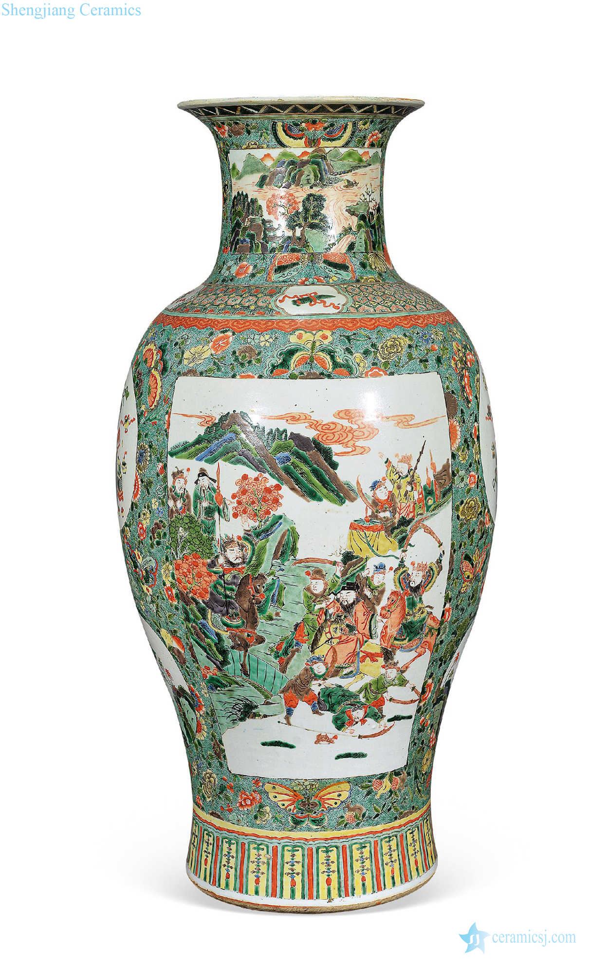 In late qing dynasty Colorful knife horse goddess of mercy bottle