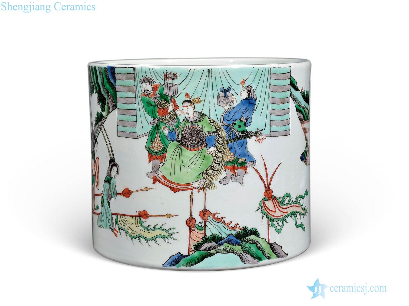 Qing guangxu Stories of colorful brush pot