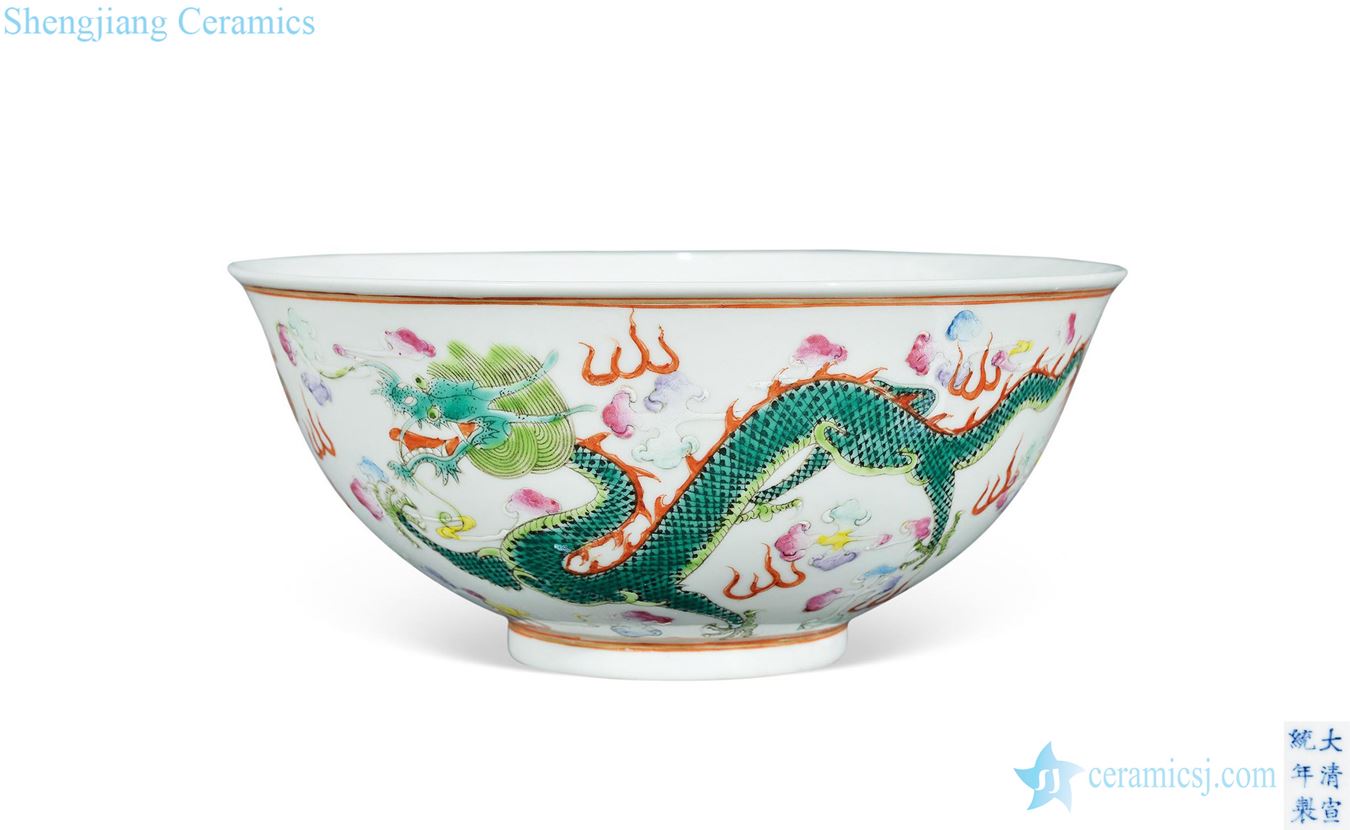 Qing xuantong pastel dragon big bowl