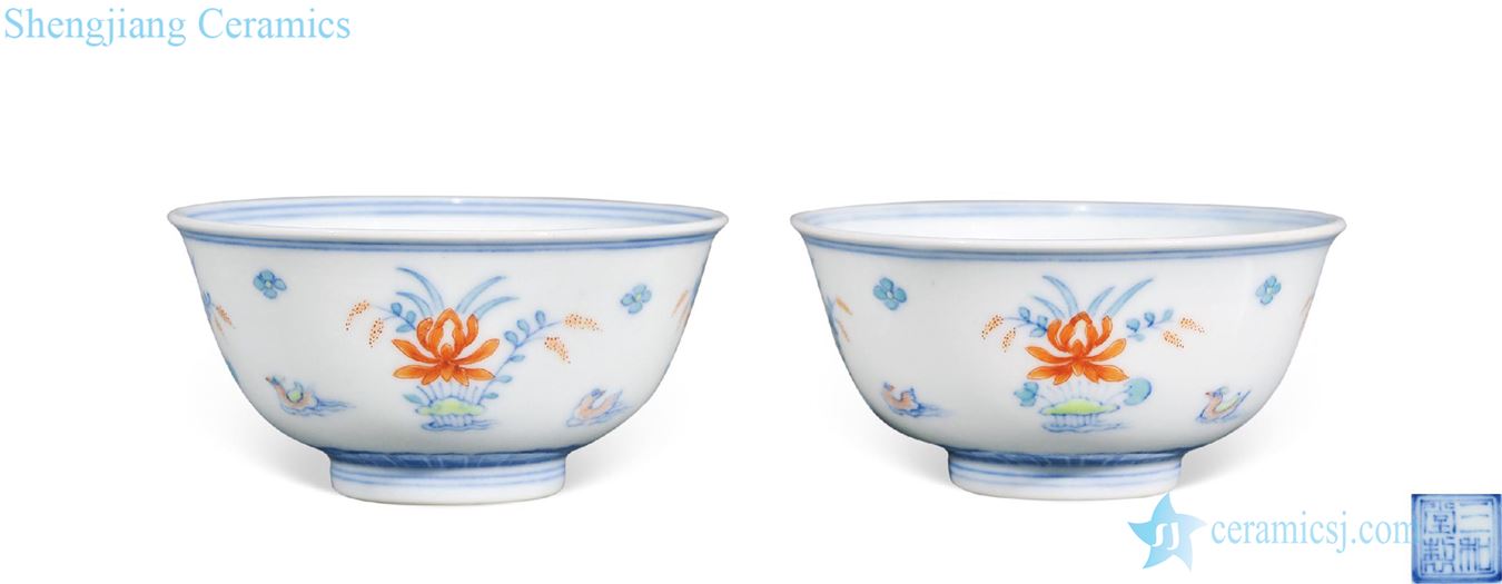 Qing jiaqing Bucket color lianchi yuanyang grain small bowl (a)