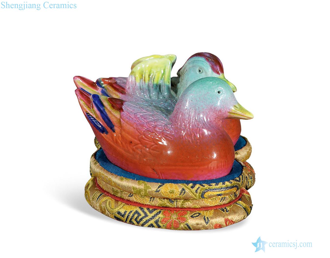 Qing famille rose porcelain yuanyang furnishing articles