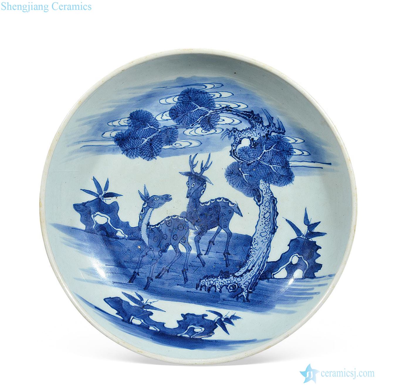 Qing qianlong Blue and white pine deer figure