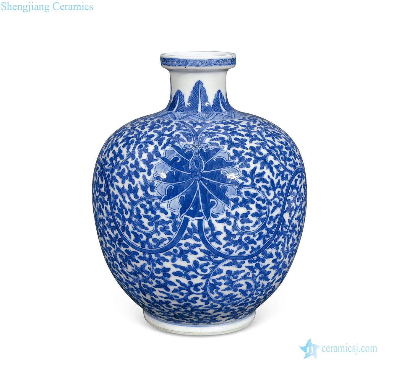 Qing guangxu Blue and white tie up lotus flower grain ball