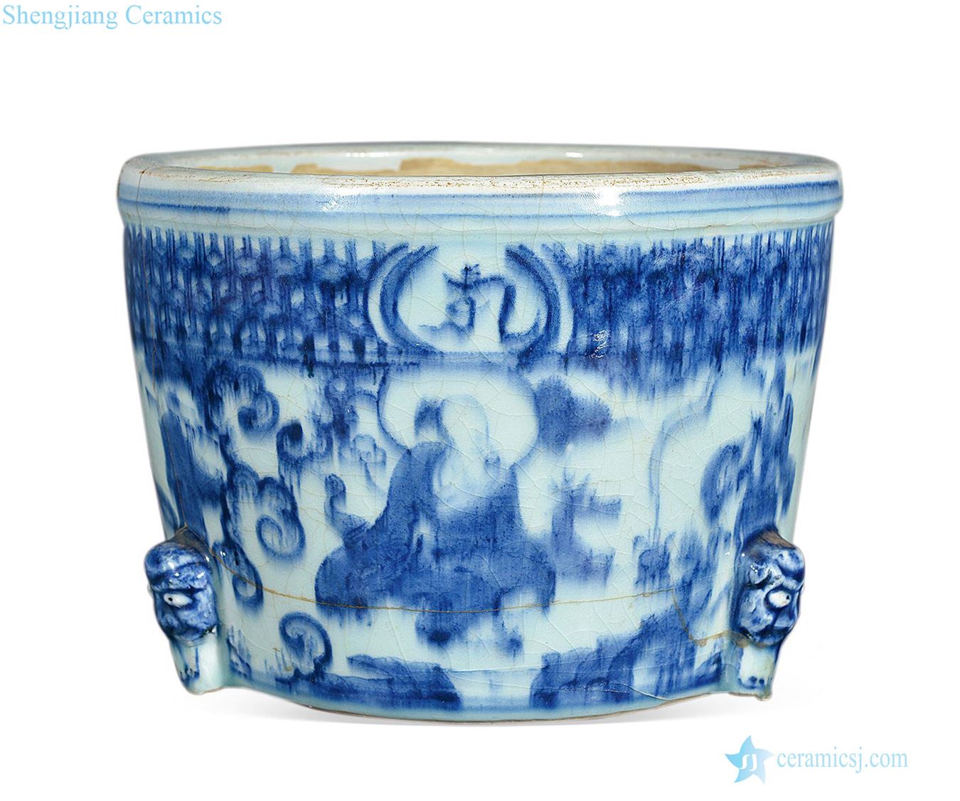 In the late Ming Blue and white the eight immortals furnace