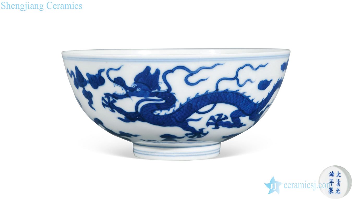 Qing guangxu Blue and white YunLongWen bowl
