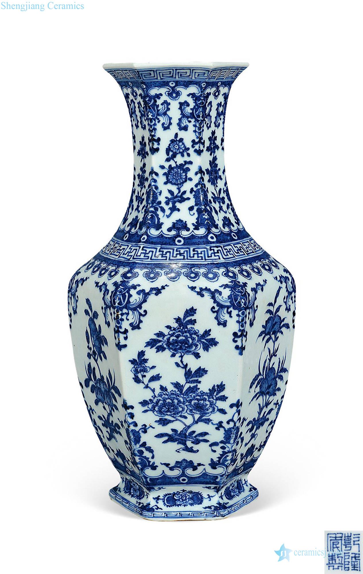 Mid qing Blue and white flower vase