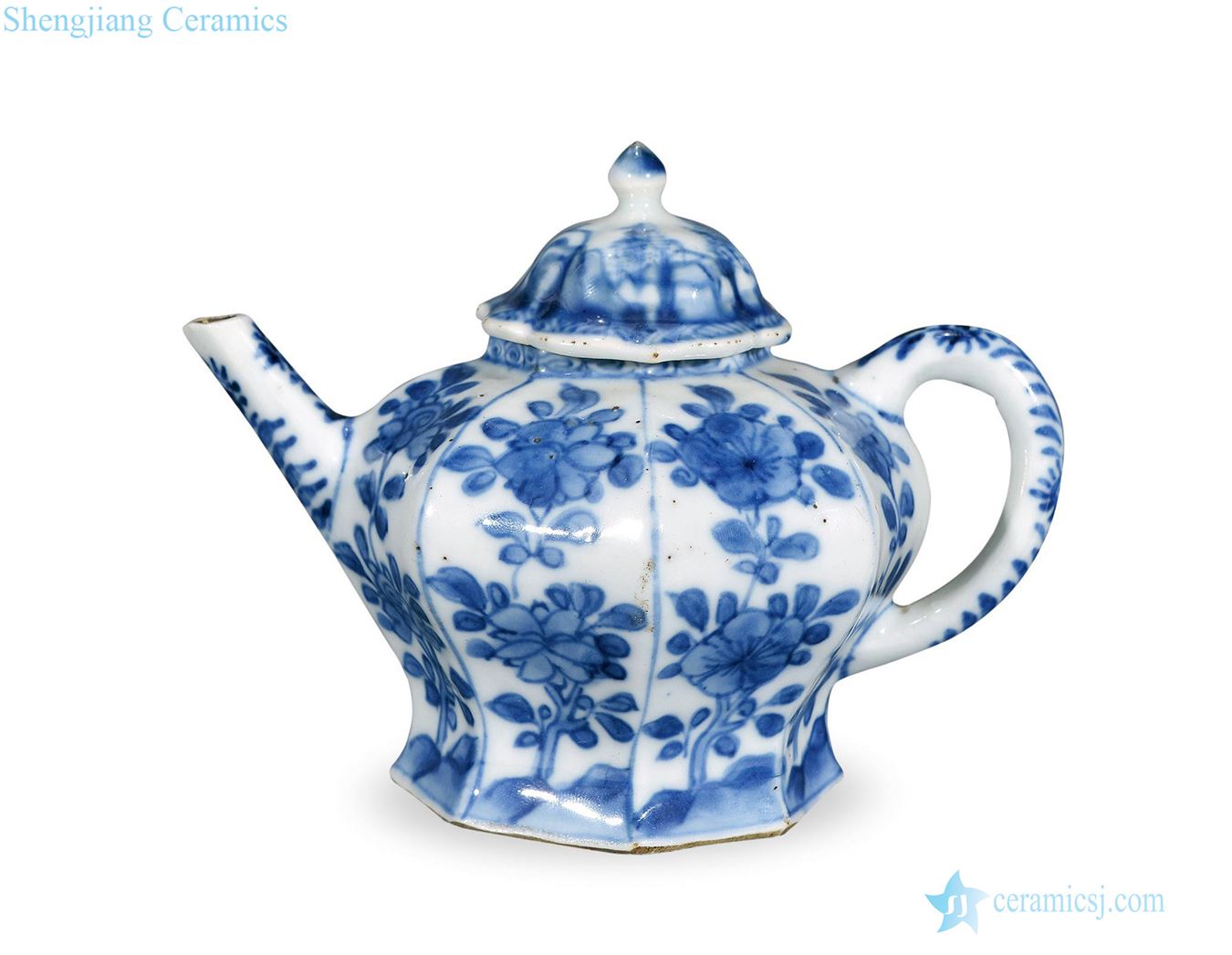 The qing emperor kangxi Blue and white flower pot