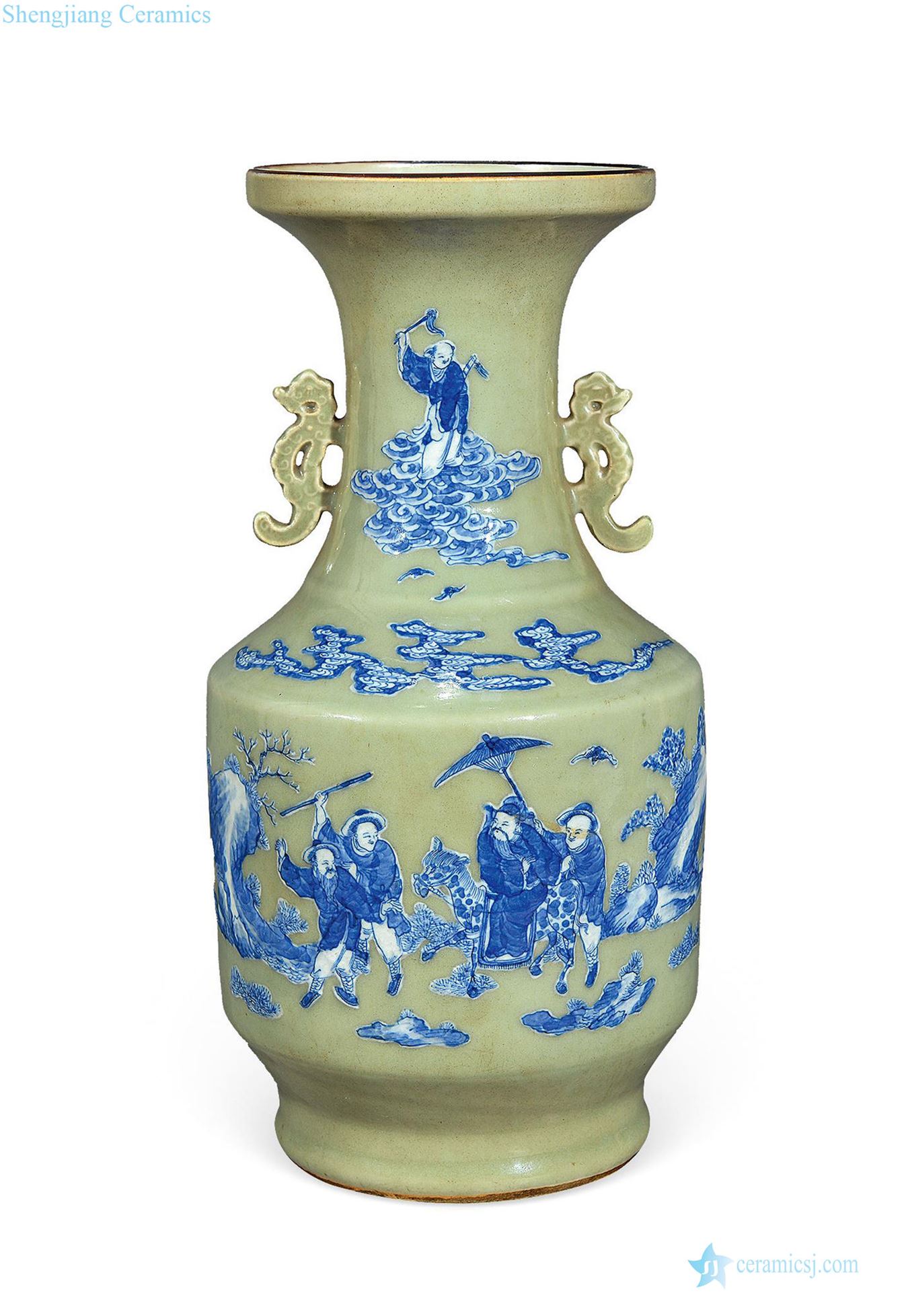 Mid qing Pea green with the blue character