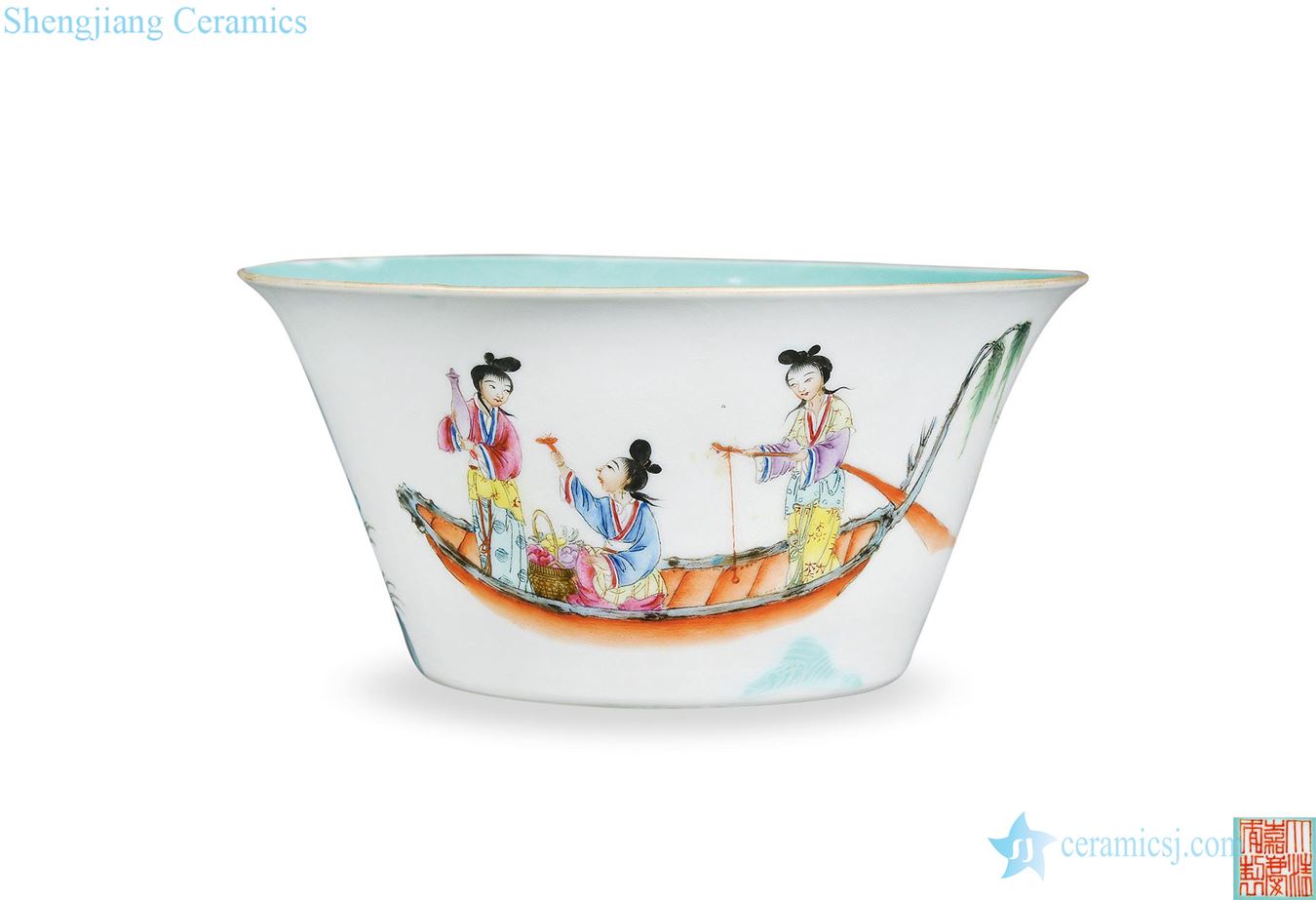 Qing jiaqing pastel traditional Chinese water chestnut bowl