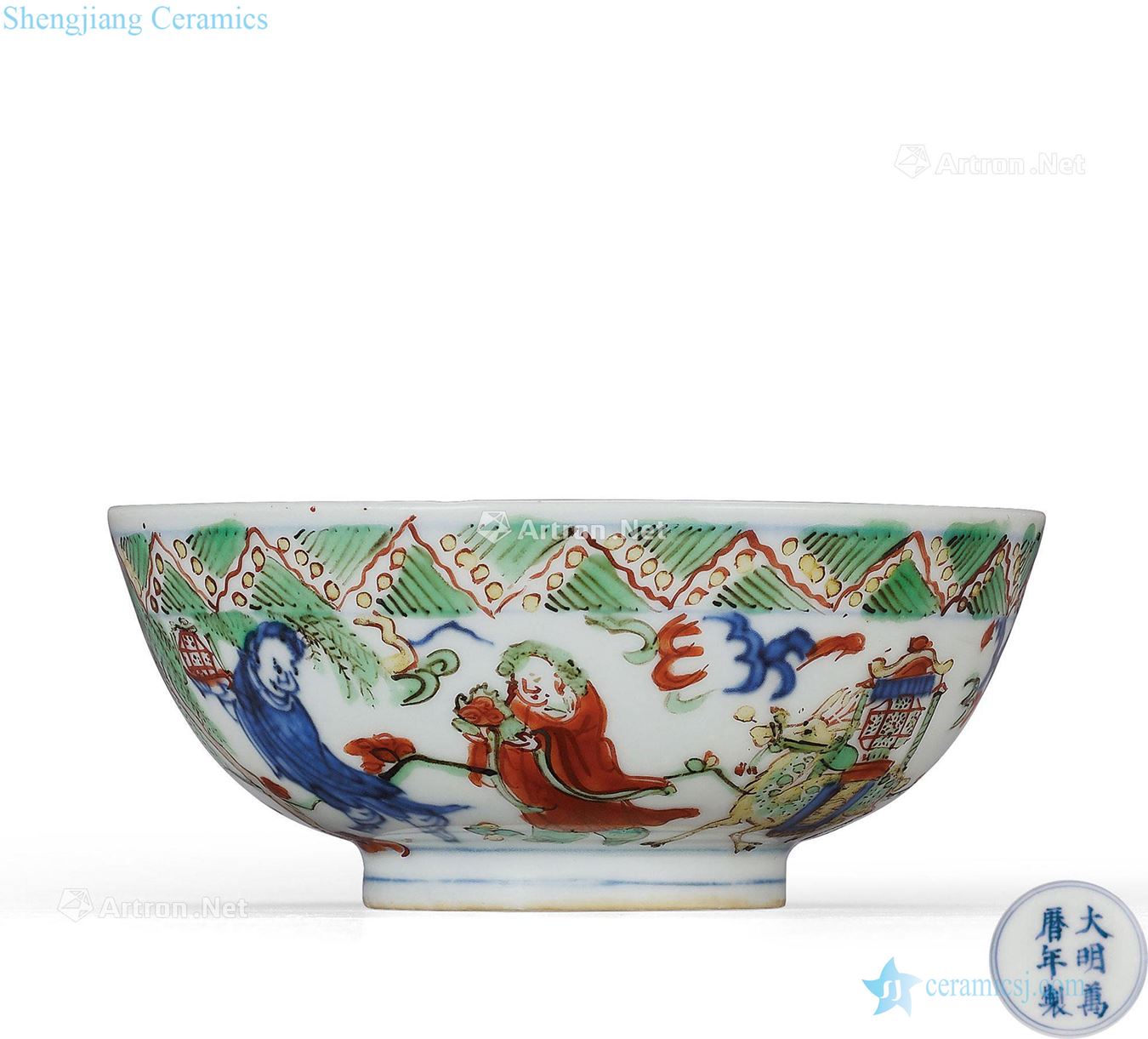 Ming wanli colorful in delight figure bowl up chunks