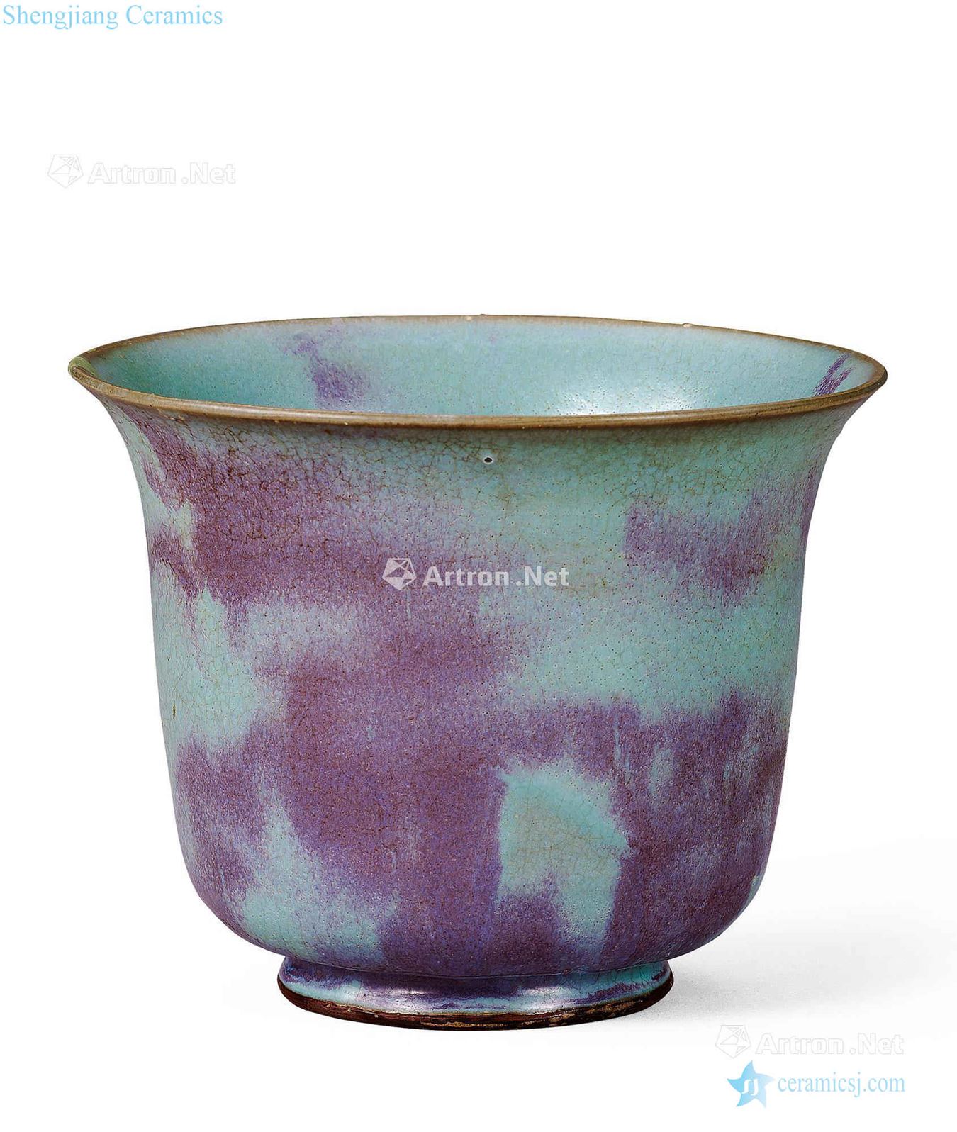 The song dynasty Sky blue masterpieces variable light purple glaze bell flower pot