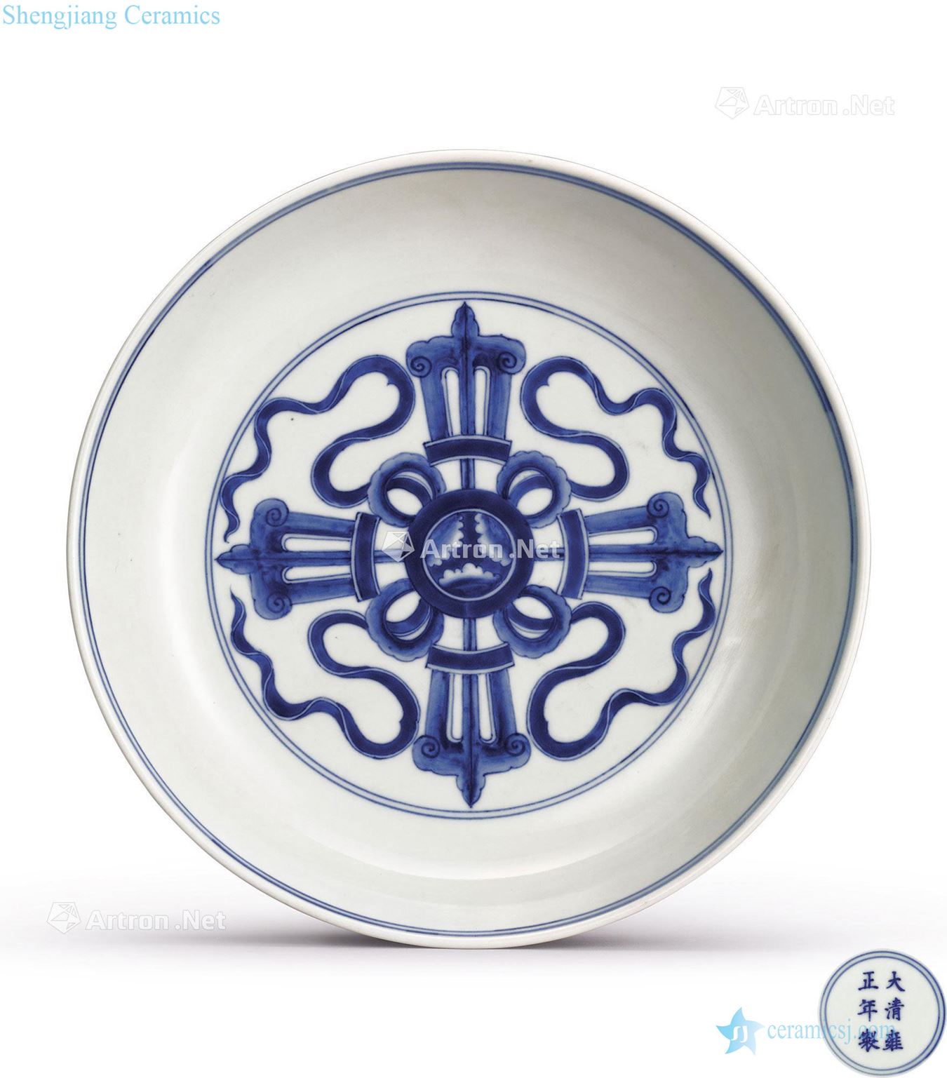 Qing yongzheng blue-and-white Sanskrit vajra tray
