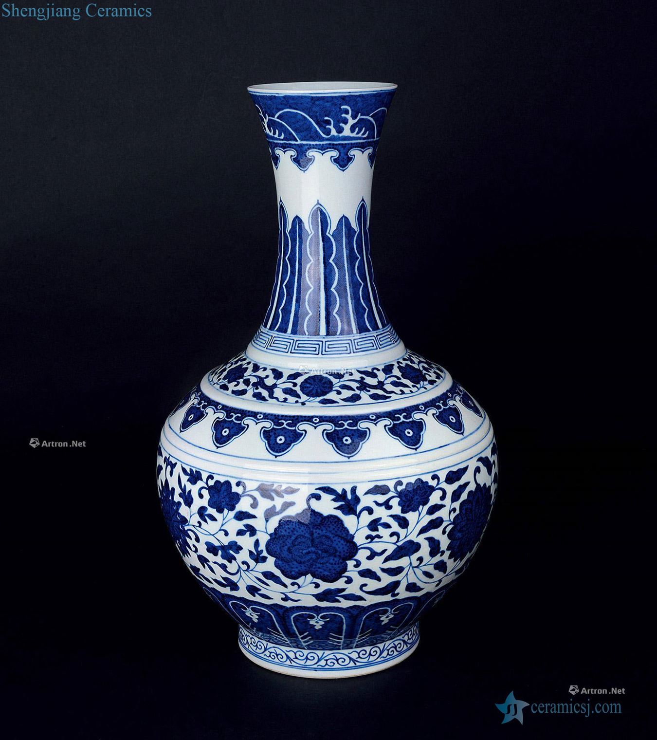 Qing guangxu Blue and white tie up branch grain design