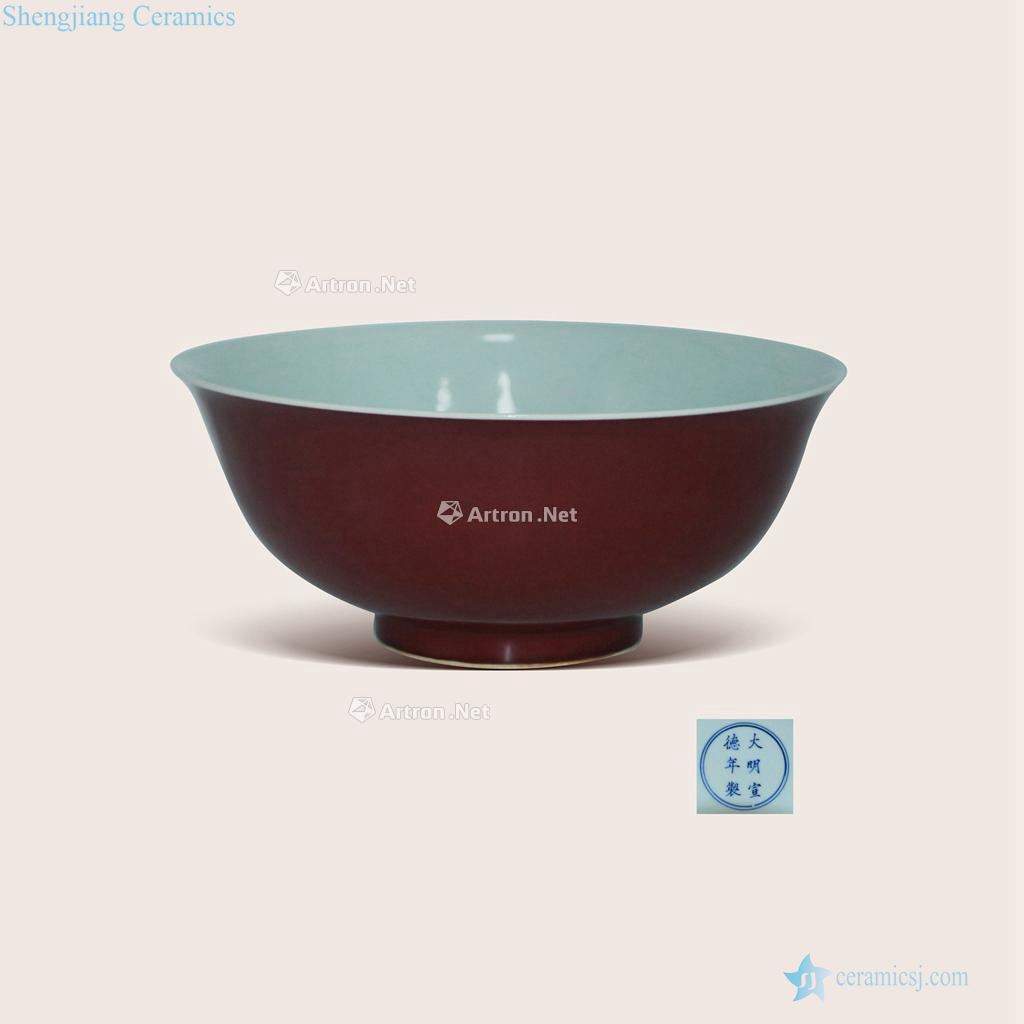 Ming ji red glaze big bowl