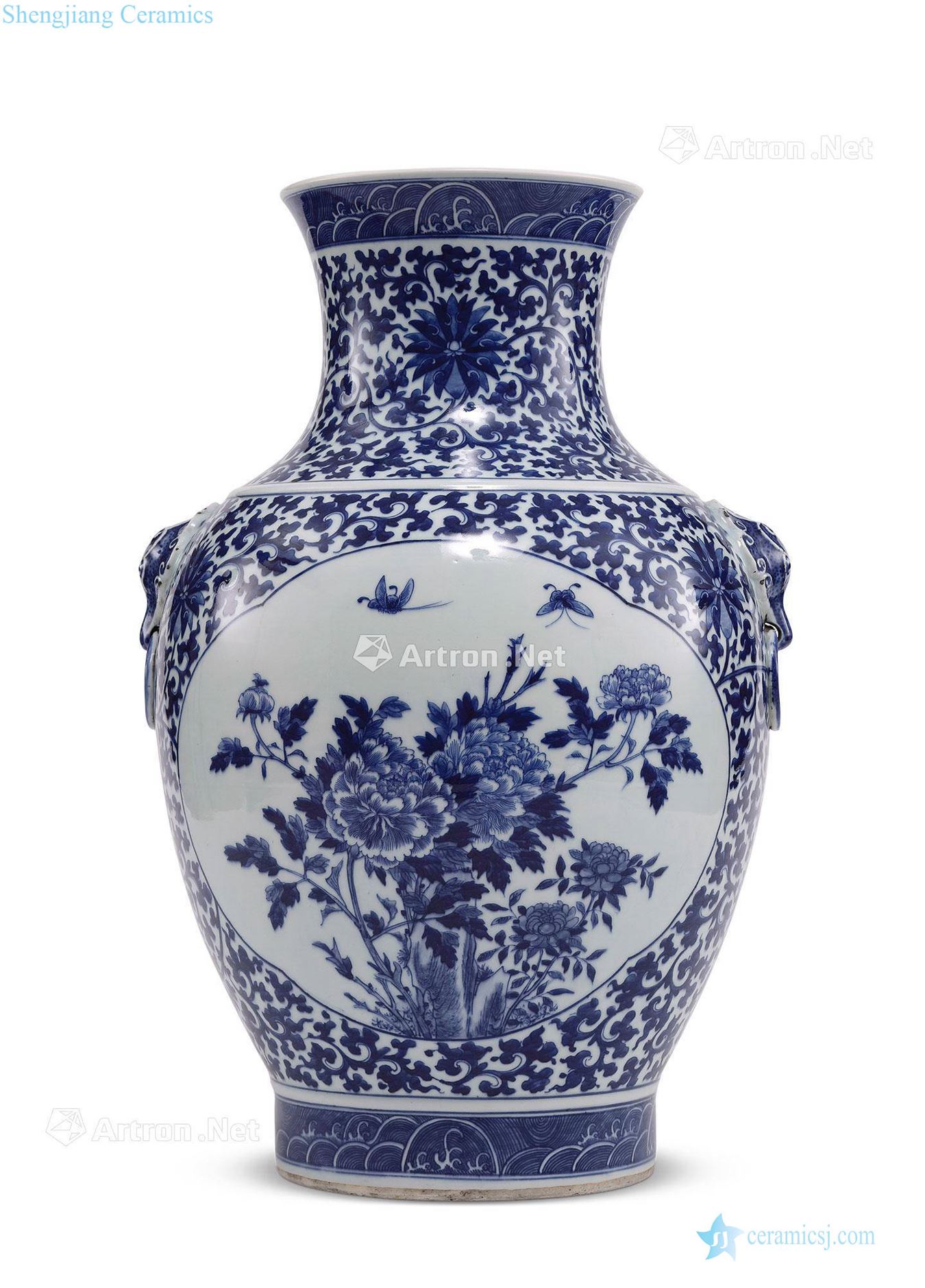 Qing dynasty in the 19th century Blue and white medallion flower shop first