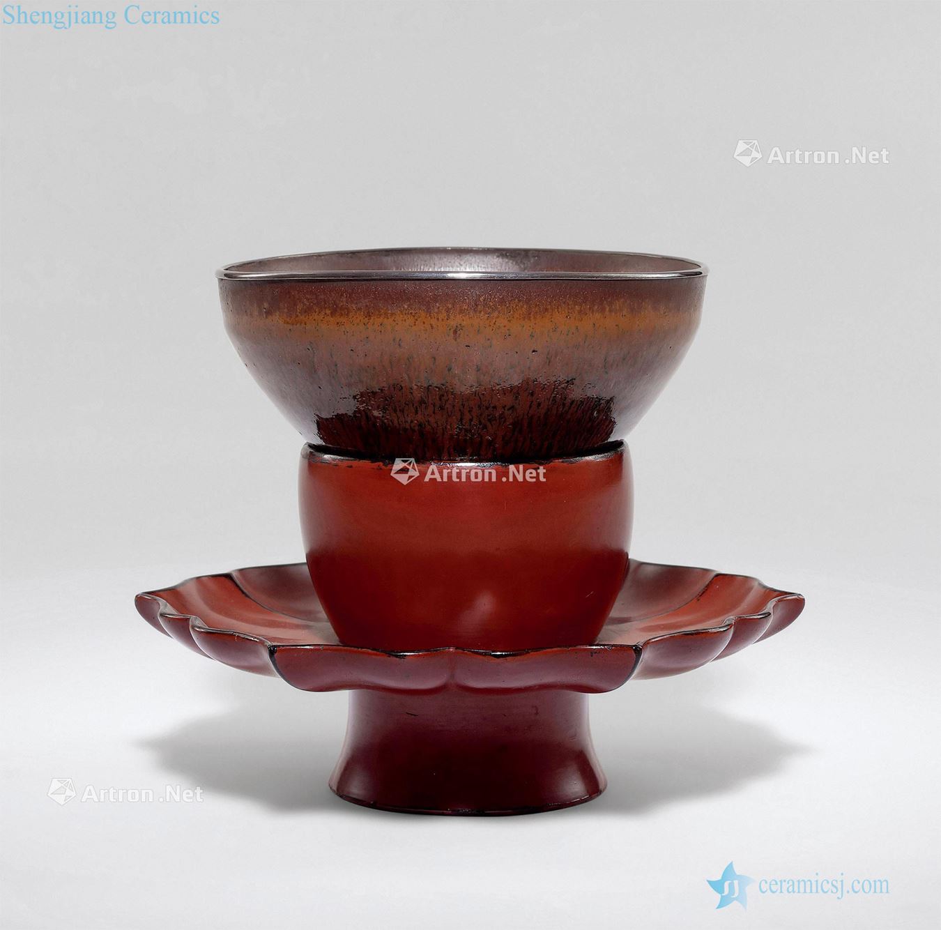 The song dynasty Flower-like temmoku light red paint