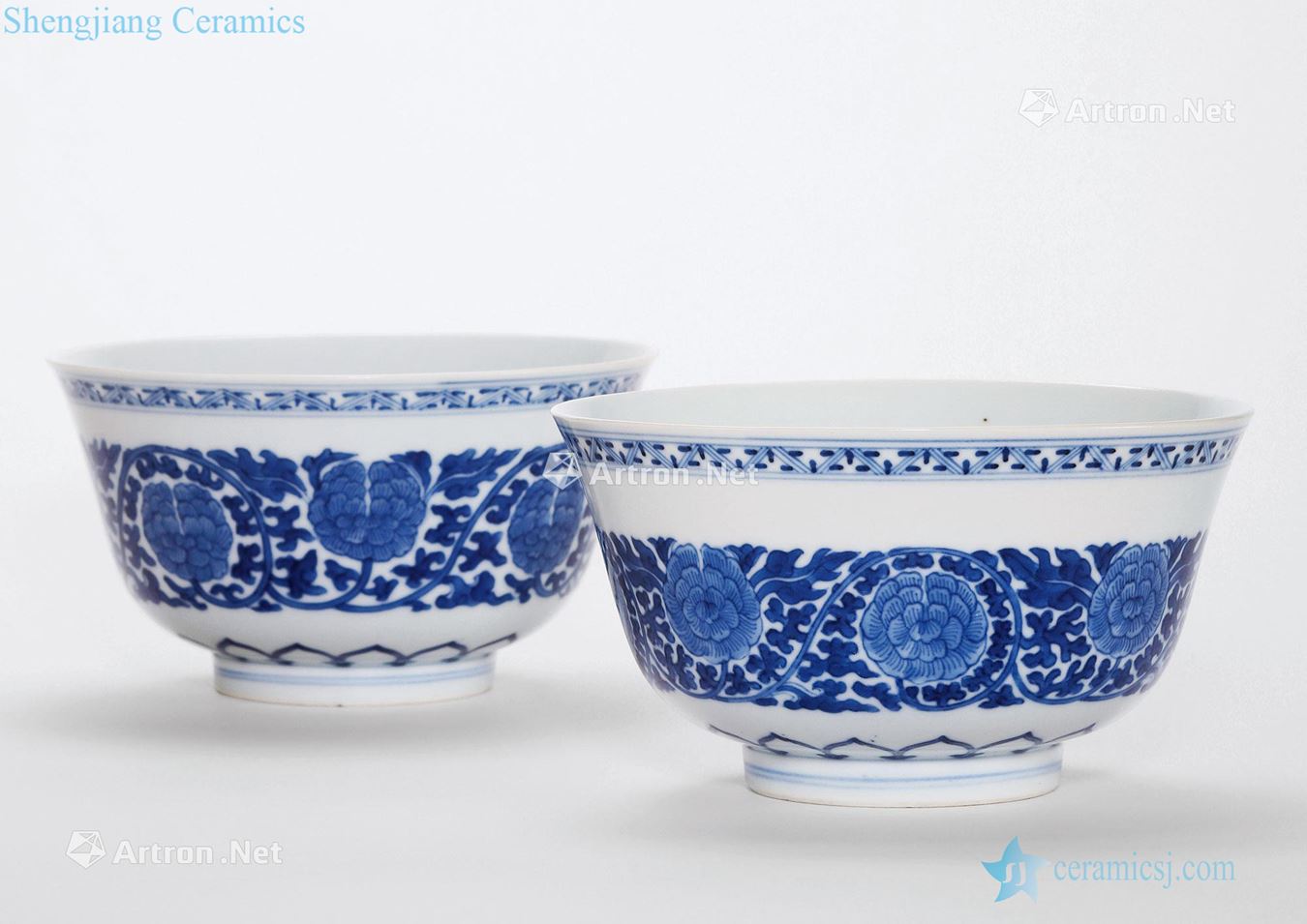 Qing daoguang Blue and white tie up branch lotus bowl (a)